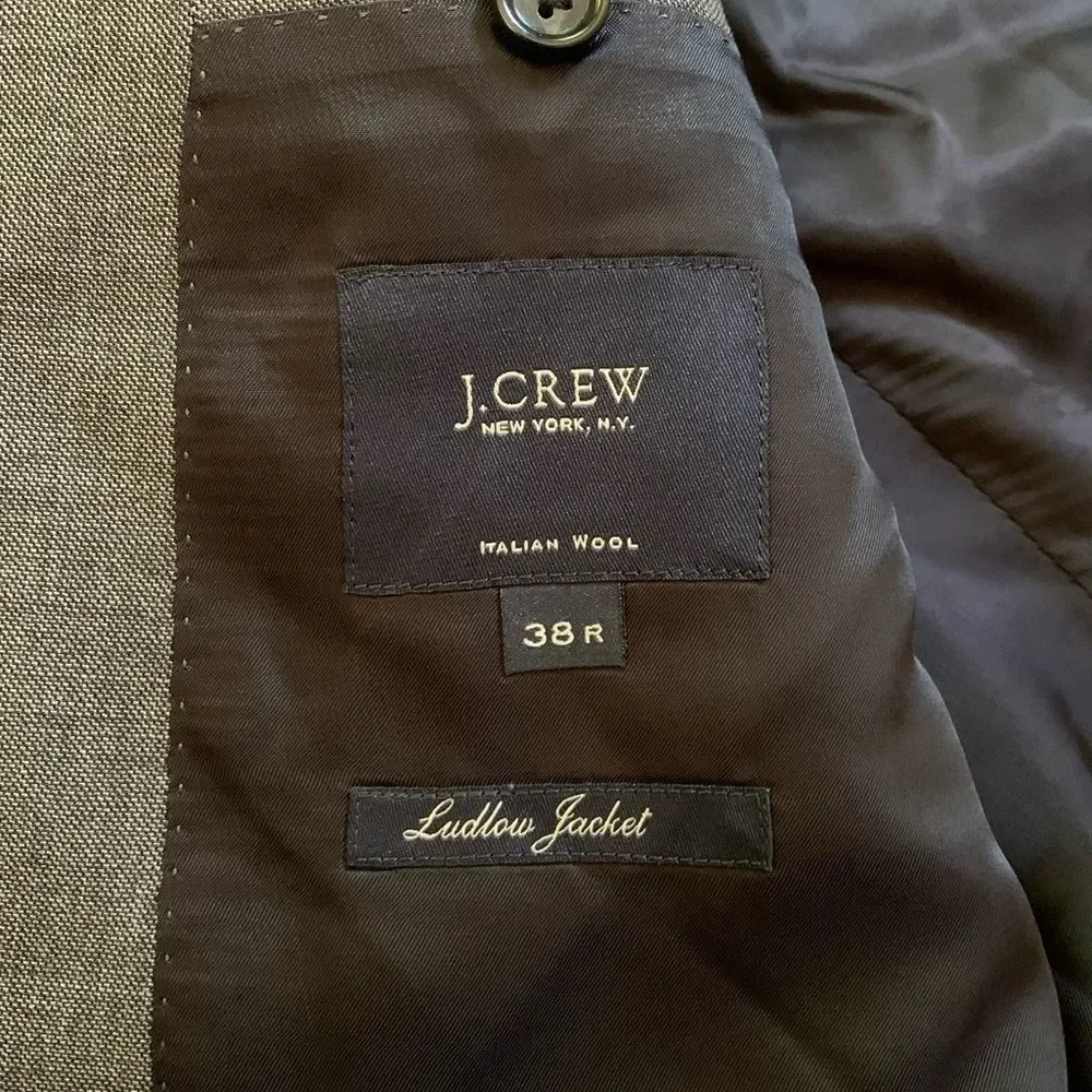 J. Crew x Tallegno 1900 Ludlow Gray Italian Wool Blazer 38R